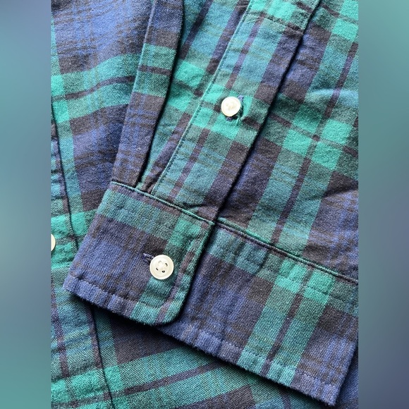 Polo Ralph Lauren Plaid Flannel Button Shirt Mens Slim Fit Navy Green Size XXL - Picture 8 of 11
